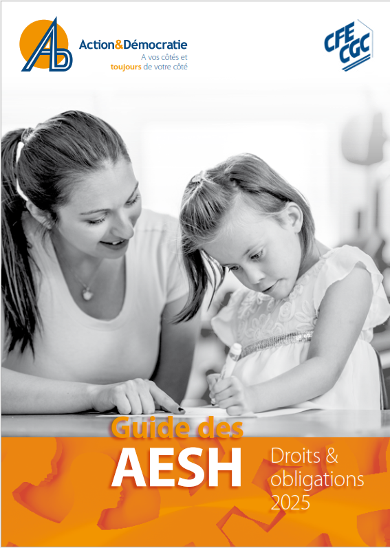 Couverture du guide des AESH Action et Démocratie 2025