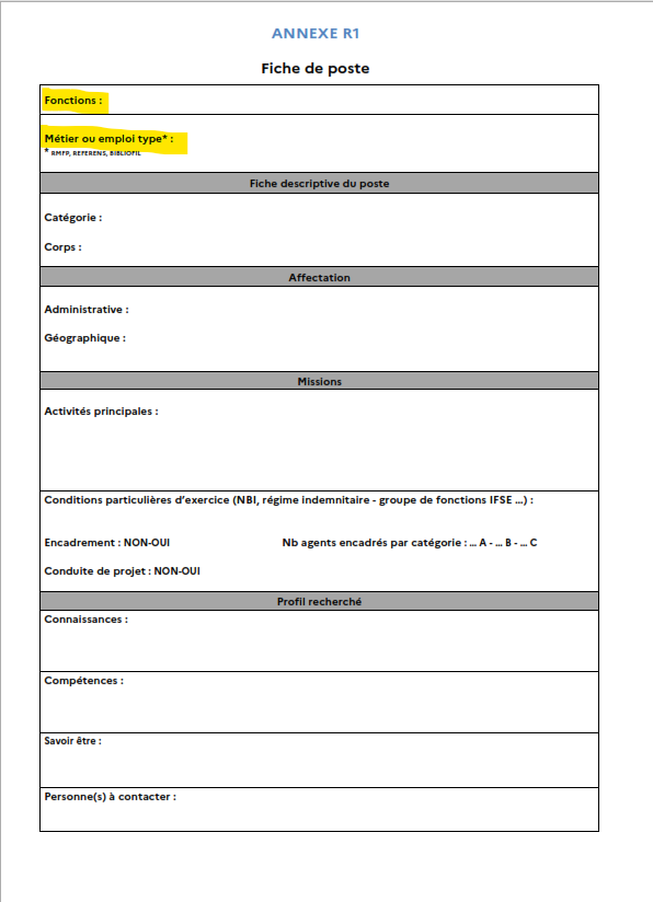 Fiche de poste