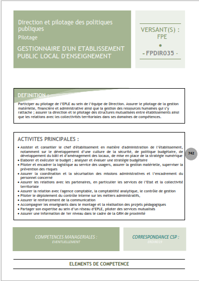 rmfp FPDIR035 Gestionnaire EPLE