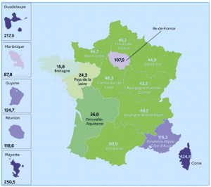 Corruption : répartition géographique condamnations pluriannuel 2014-2023