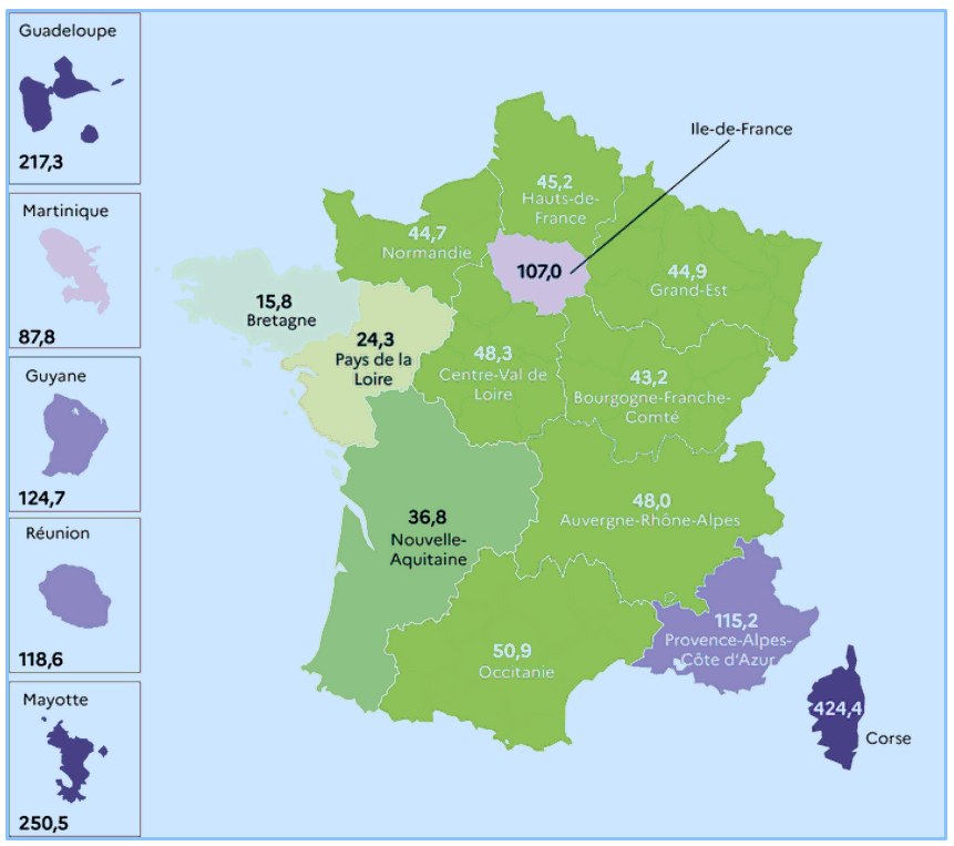 Corruption : répartition géographique condamnations pluriannuel 2014-2023