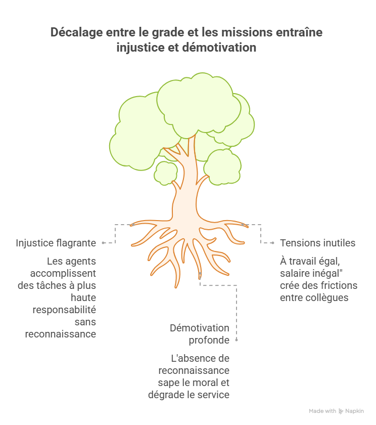 Décalage entre le grade et les missions entraîne injustice et démotivation
